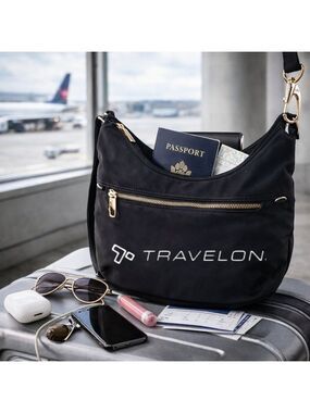 Travelon Anti-Theft Black Crossbody Bag RFID Travel Purse